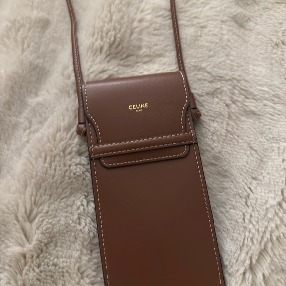 Celine Tan Leather Phone Pouch